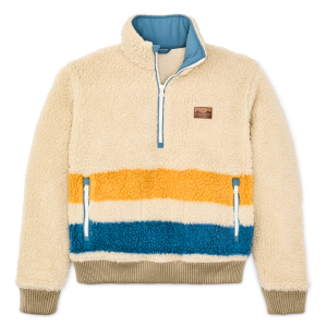Women's Pile Fleece Popover - Yellow / Blue Blanket Stripe