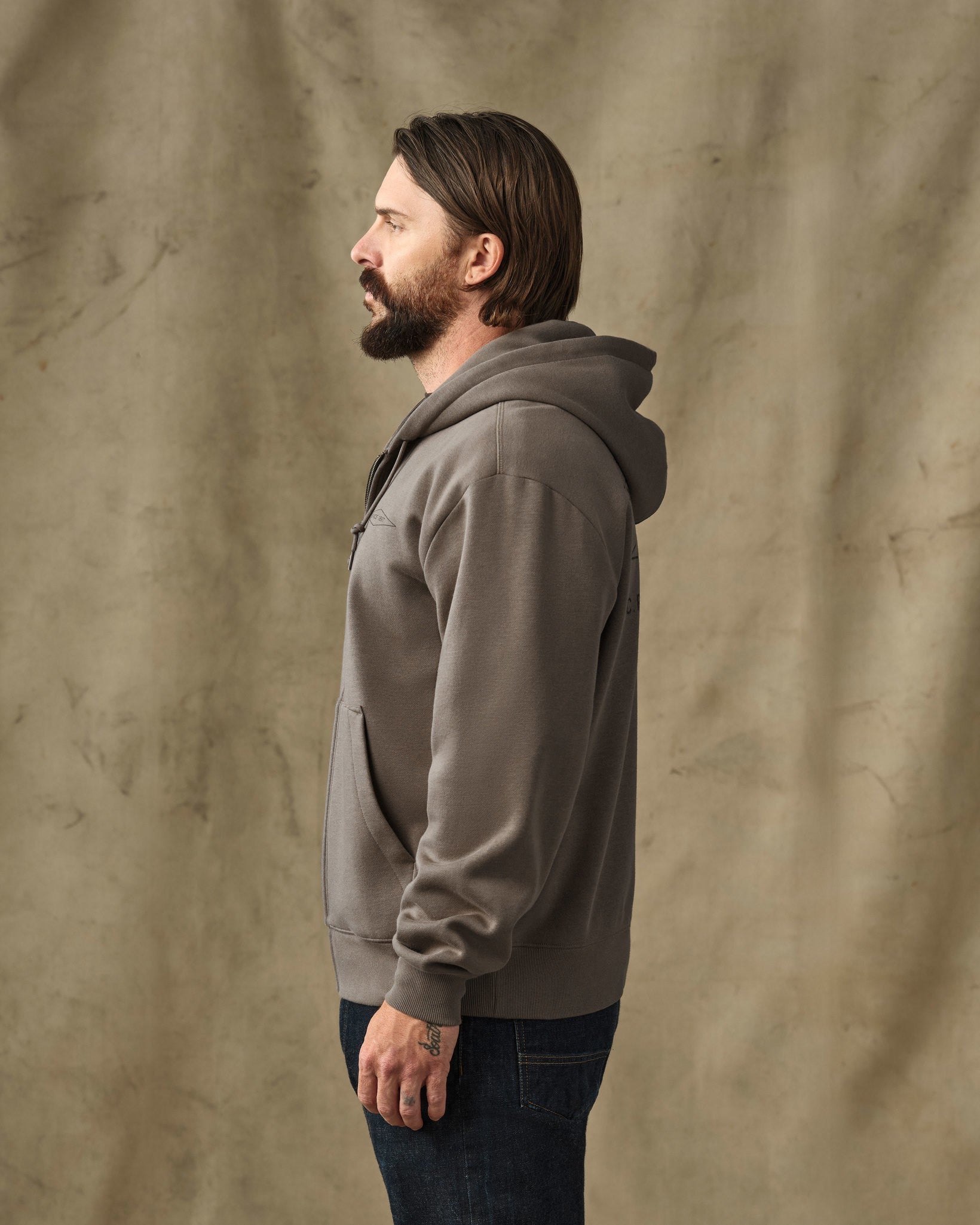 Diamond Graphic Full-Zip Hoodie - Hawk Brown - Image 6