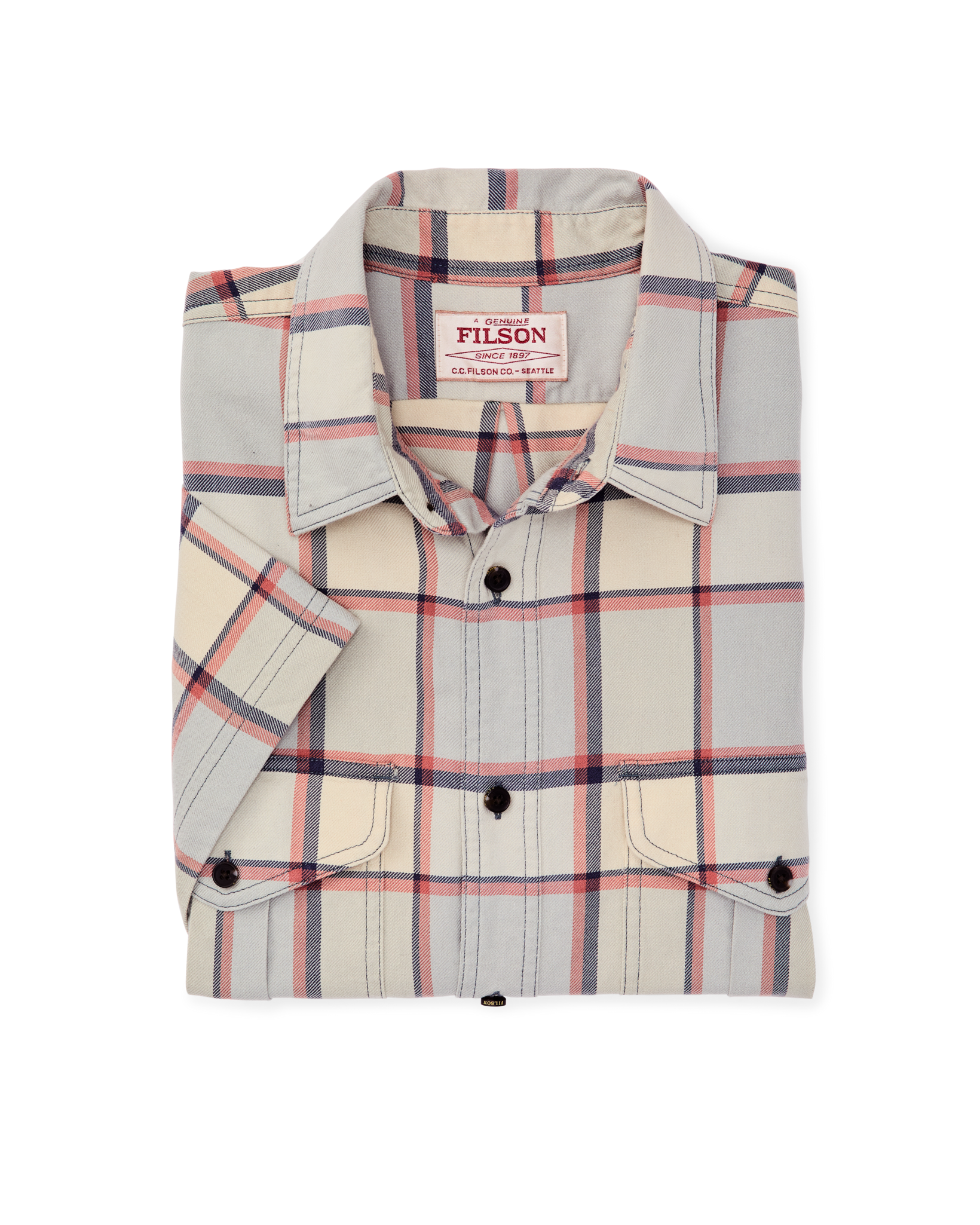 Short Sleeve Lightweight Alaskan Guide Shirt - Light Blue / Tan Plaid - Image 7