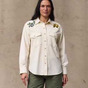 Women's Embroidered Western Shirt - Natural Seed