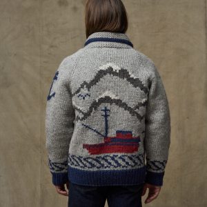 Alternative view of Handmade Full-zip Sweater - Heather Gray / Fishing Boat