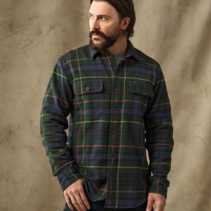 Vintage Flannel Work Shirt - Green / Navy Plaid