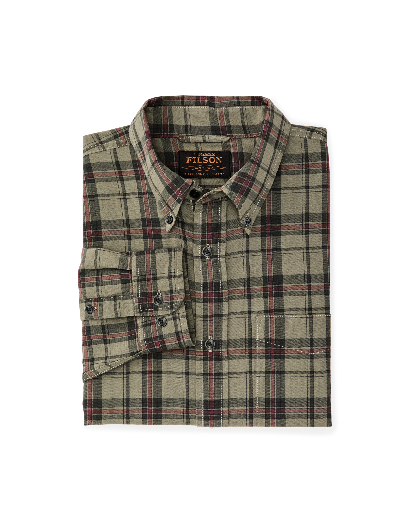 Madras Button-Down Shirt - Olive / Gravel Plaid - Image 4