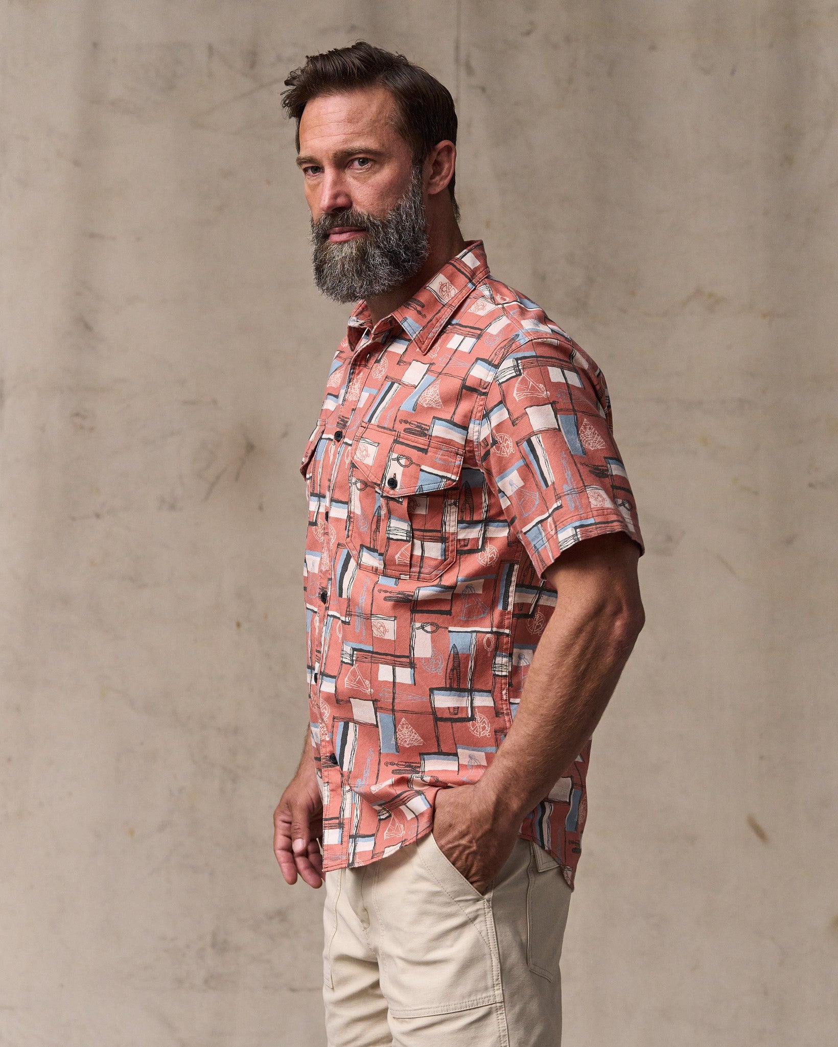 Short Sleeve Lightweight Alaskan Guide Shirt - Russet Print - Image 4