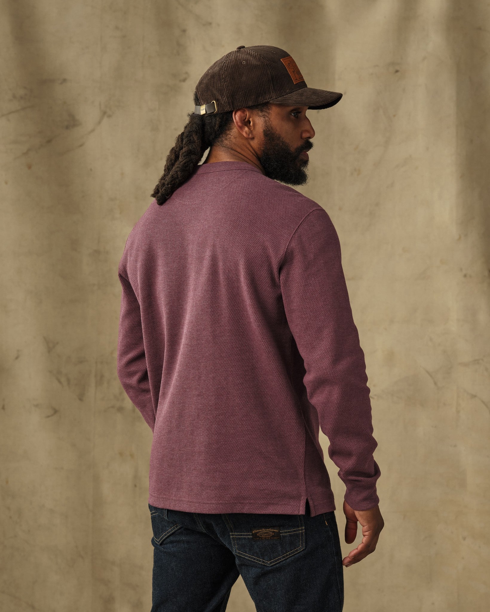 Waffle Knit Thermal Crewneck - Dark Port Heather - Image 3