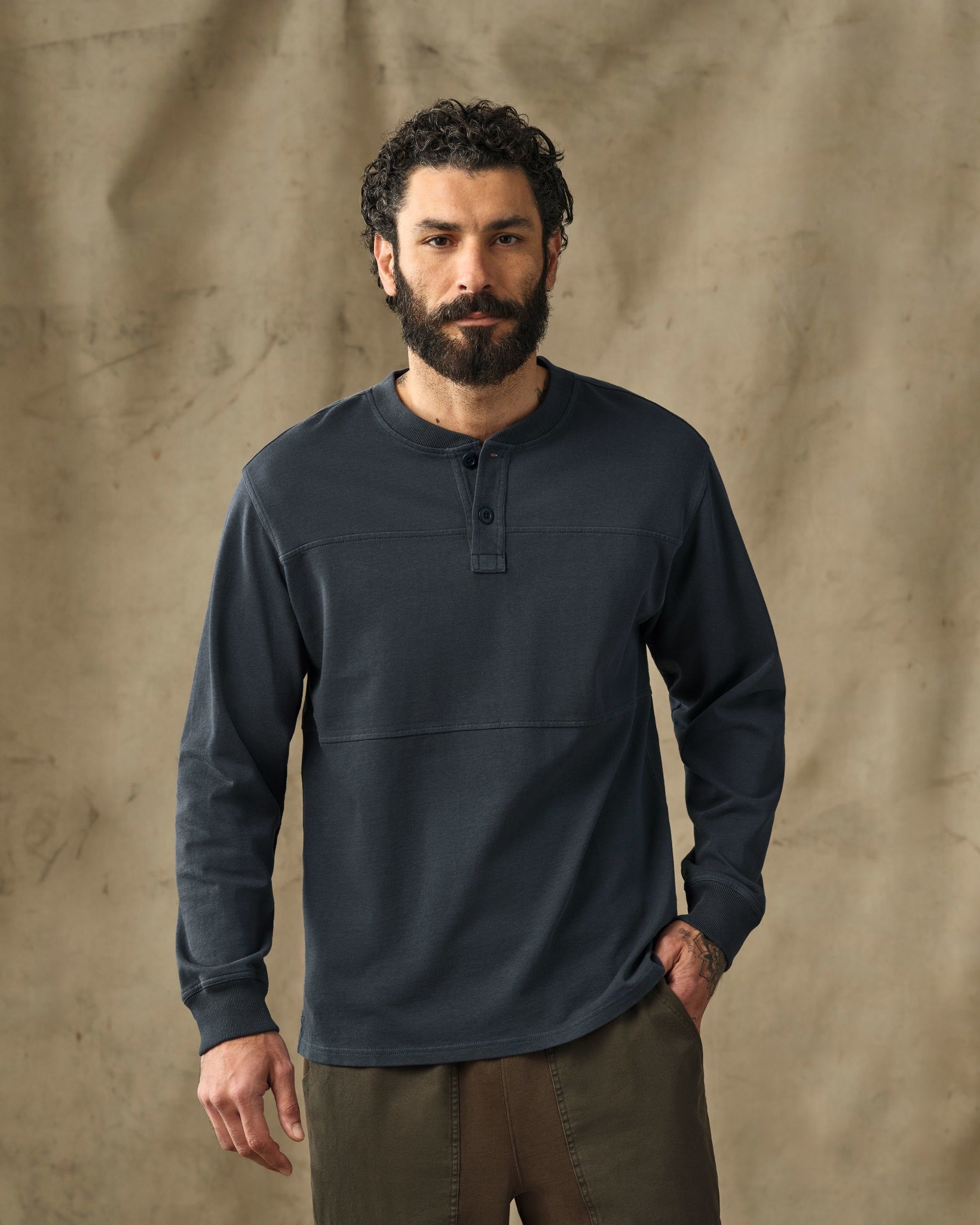 Field Knit Henley - Bluefin