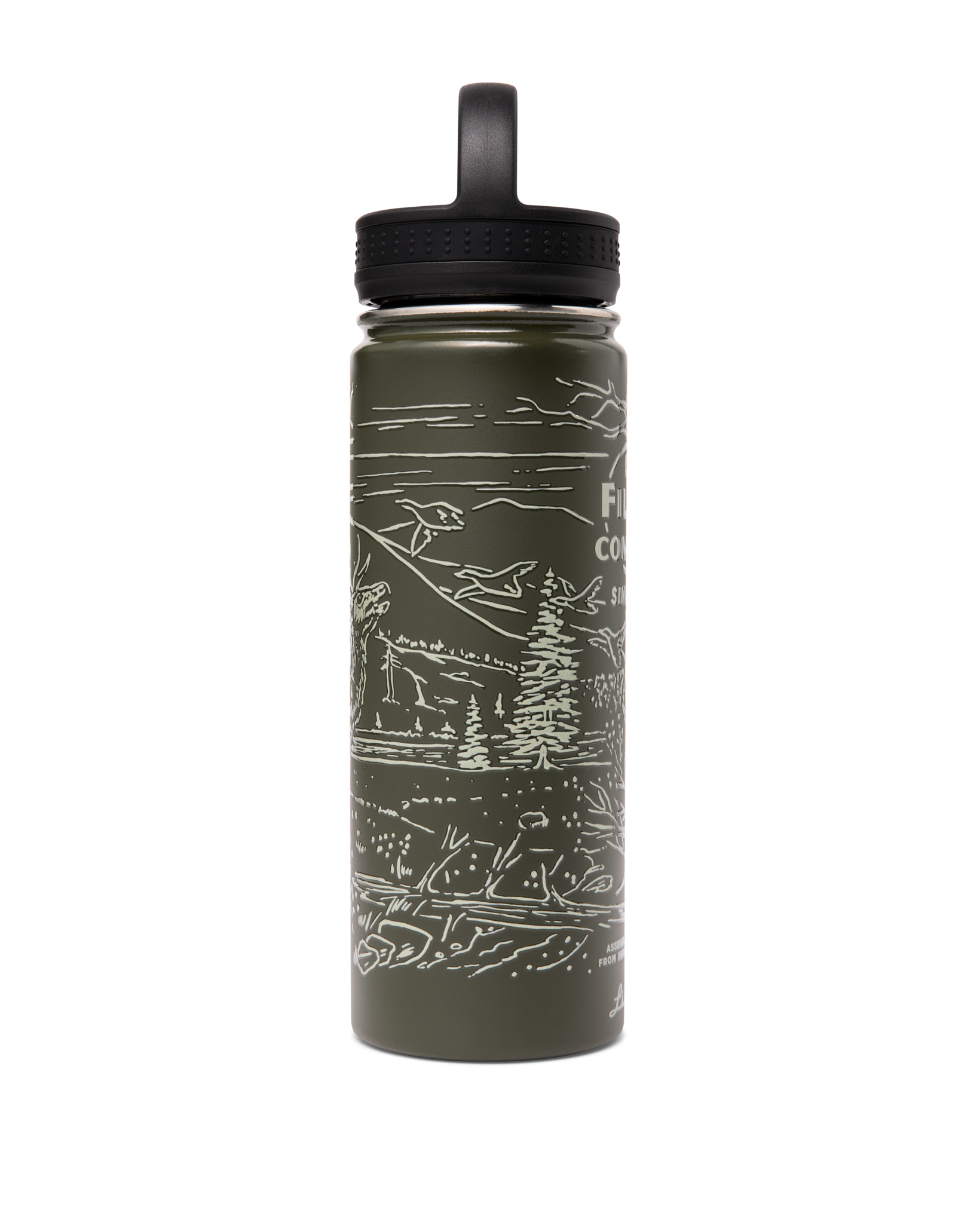 Insulated Water Bottle - Green / Wildlife