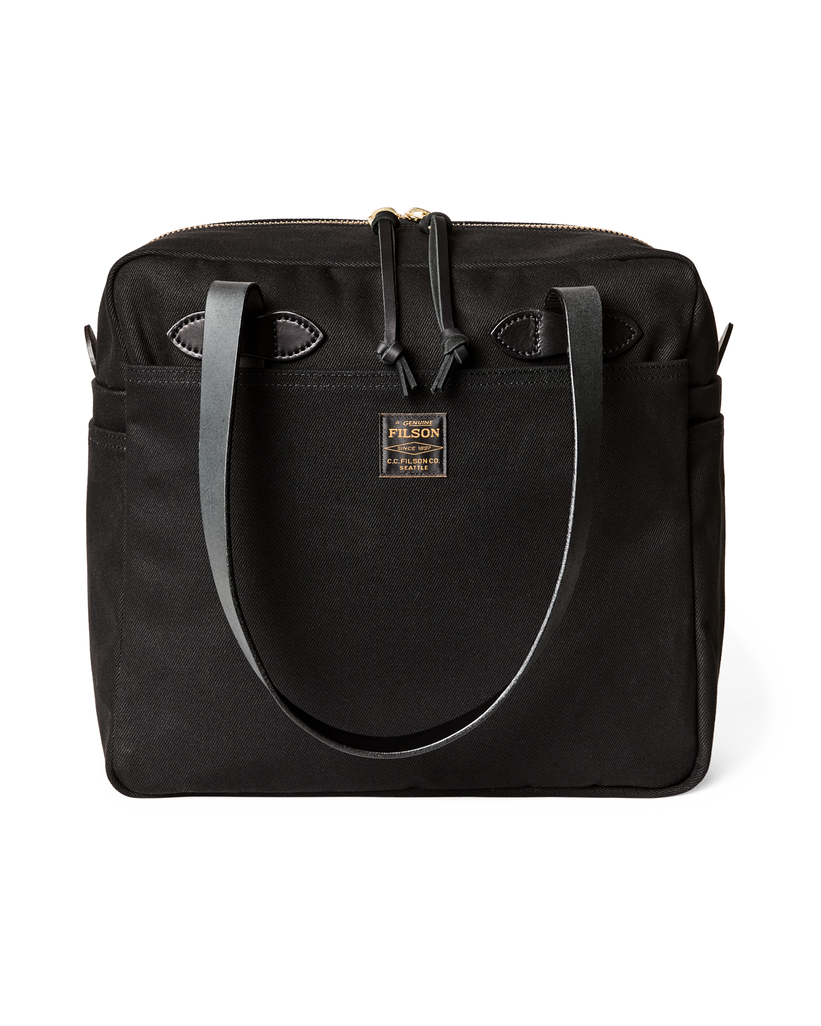 Rugged Twill Zipper Tote Bag - Black