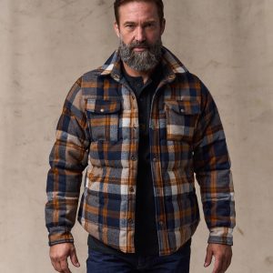 Filson X Crescent Down Works Jacket - Navy Bronze Plaid