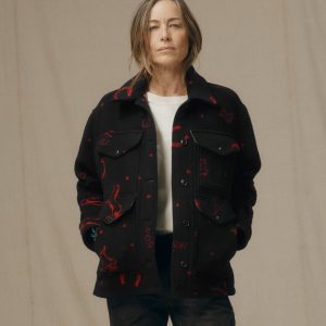 Women's Jacquard Wool Cruiser Jacket - Black / Red Western