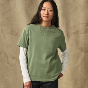 Women's Short Sleeve Pocket Tee - Washed Fatigue Green
