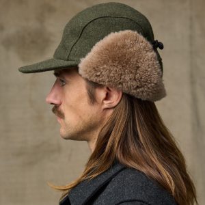 Alternative view of Double Mackinaw Wool Cap - Forest Green / Acorn