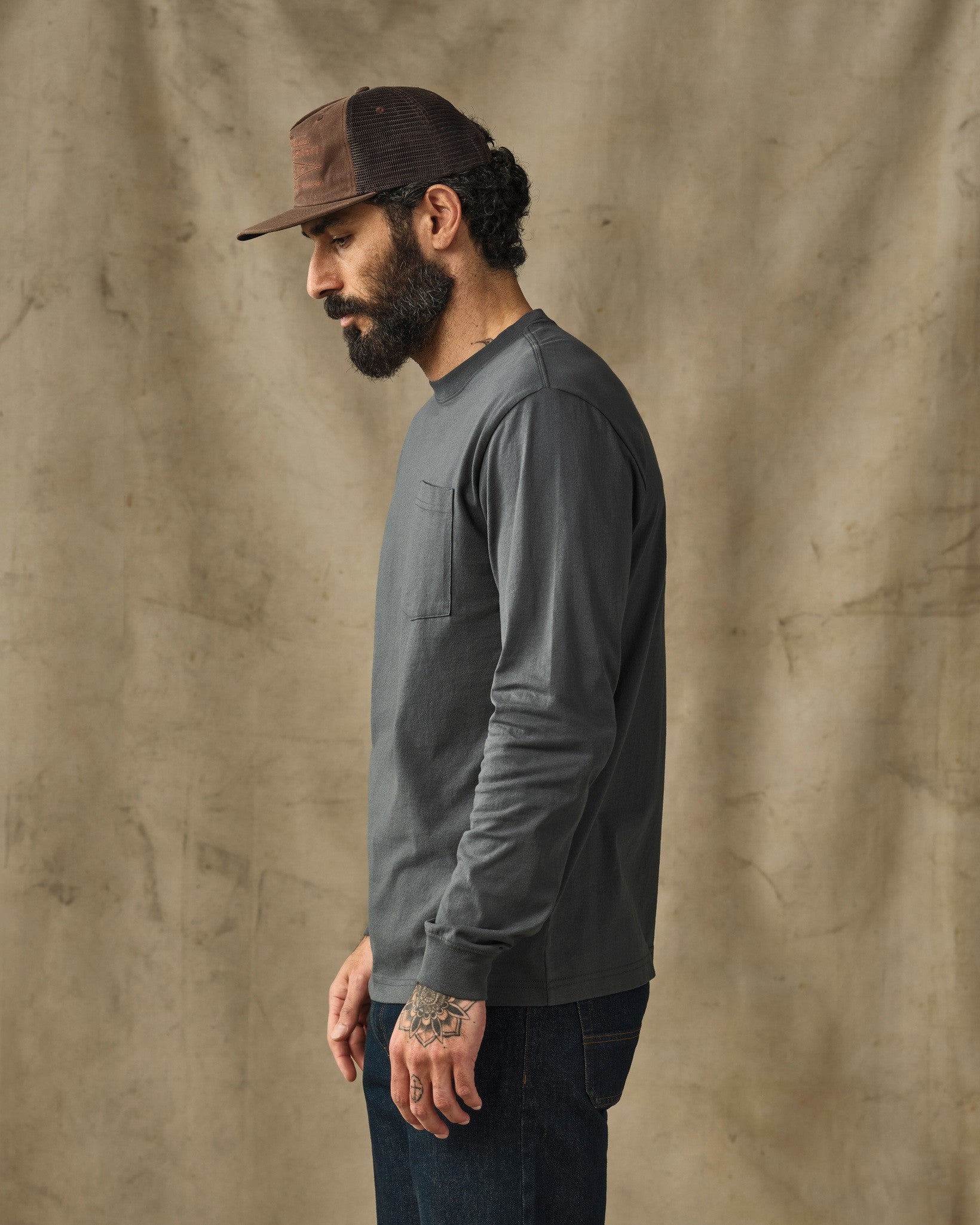 Long Sleeve Outfitter Pocket T-Shirt - Dark Slate - Image 3
