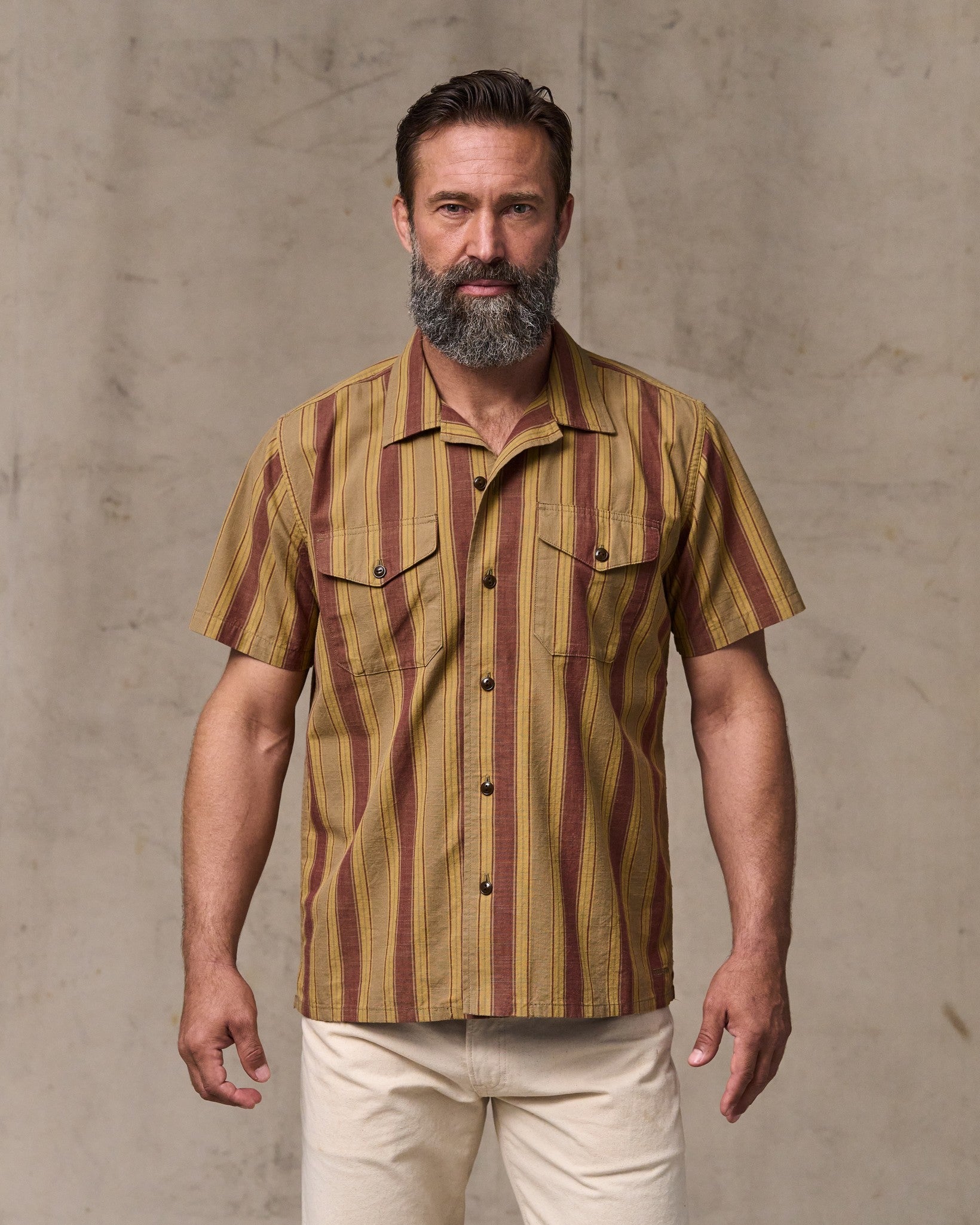 Chambray Camp Shirt - Brick / Tan