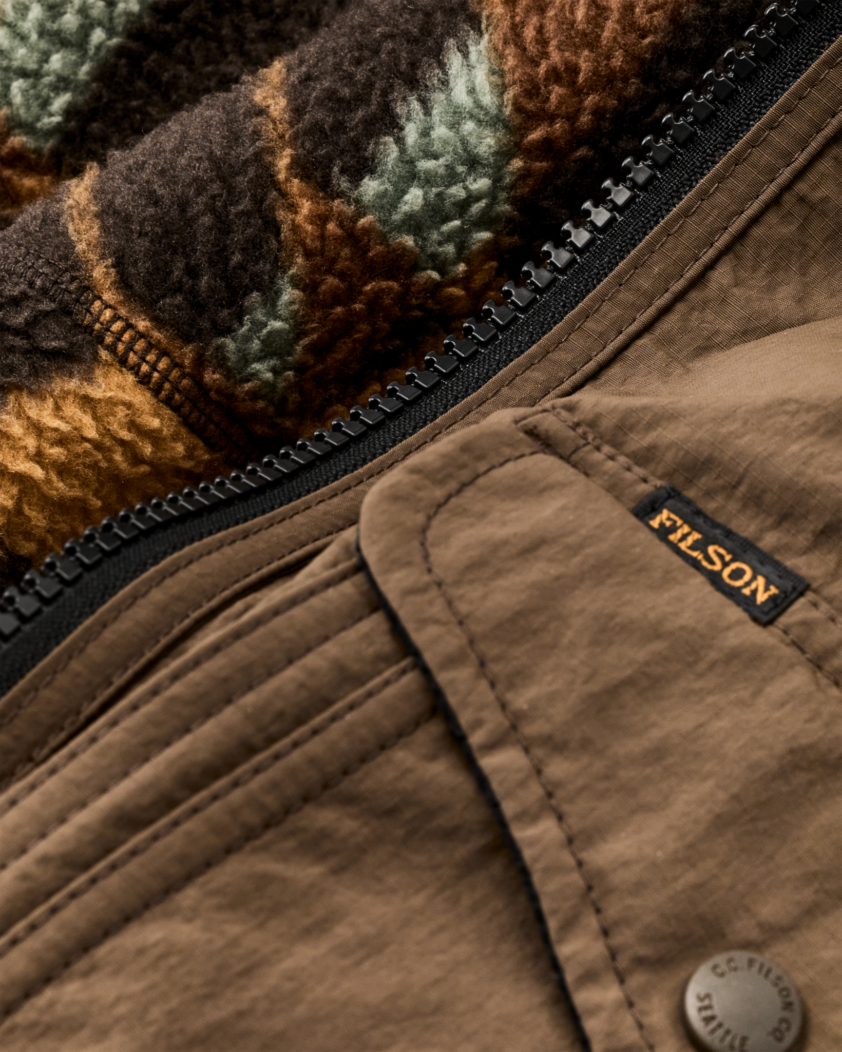 Reversible Pile Fleece Jacket - Brown / Night Camp - Image 7