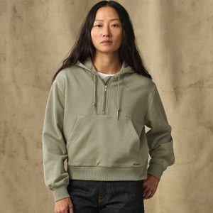Women's French Terry Half-Zip Hoodie - Olive Branch