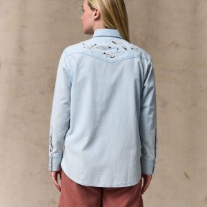 Alternative view of Women's Embroidered Western Shirt - Light Indigo