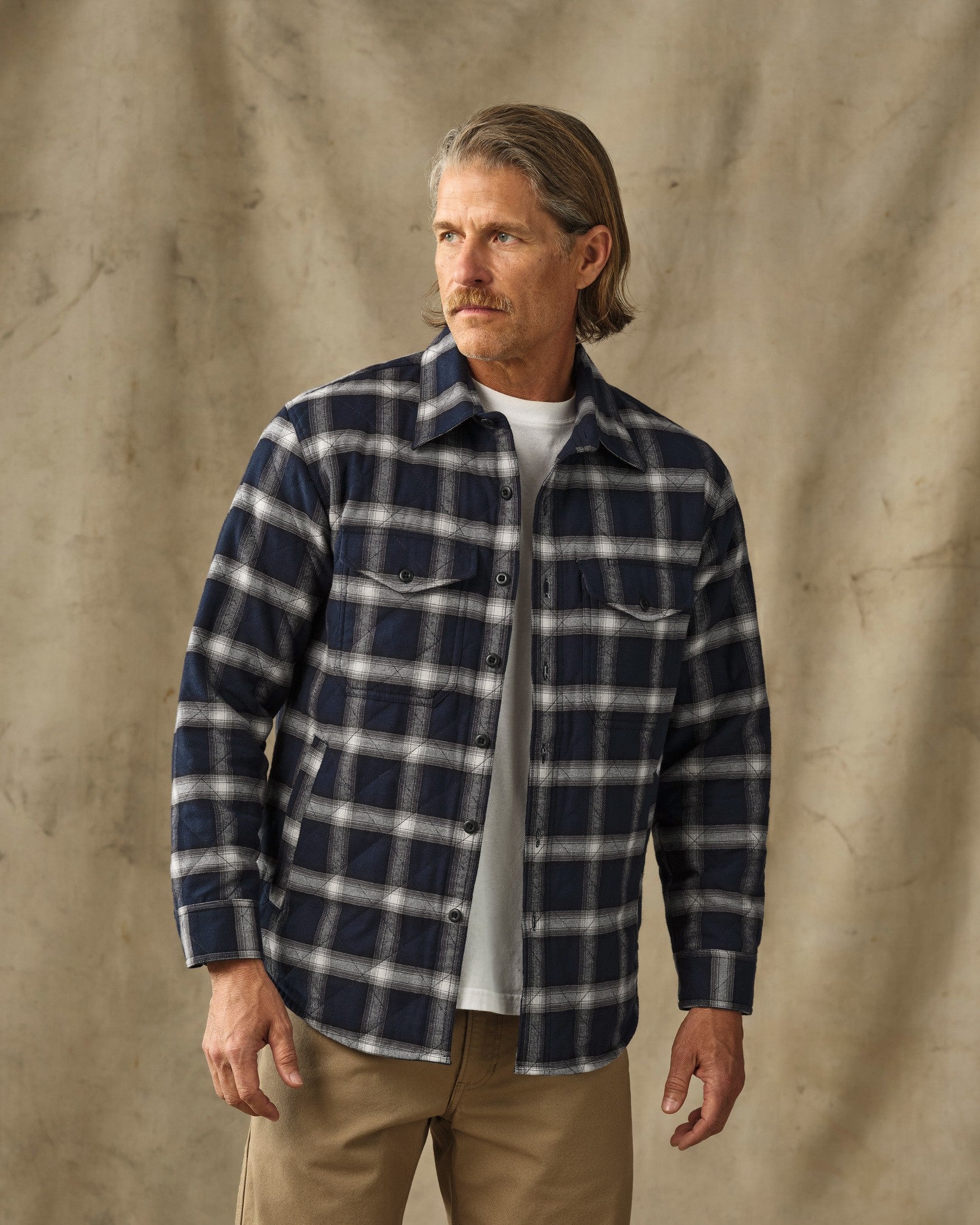 Insulated Flannel Jac-Shirt - Navy / Cream Plaid