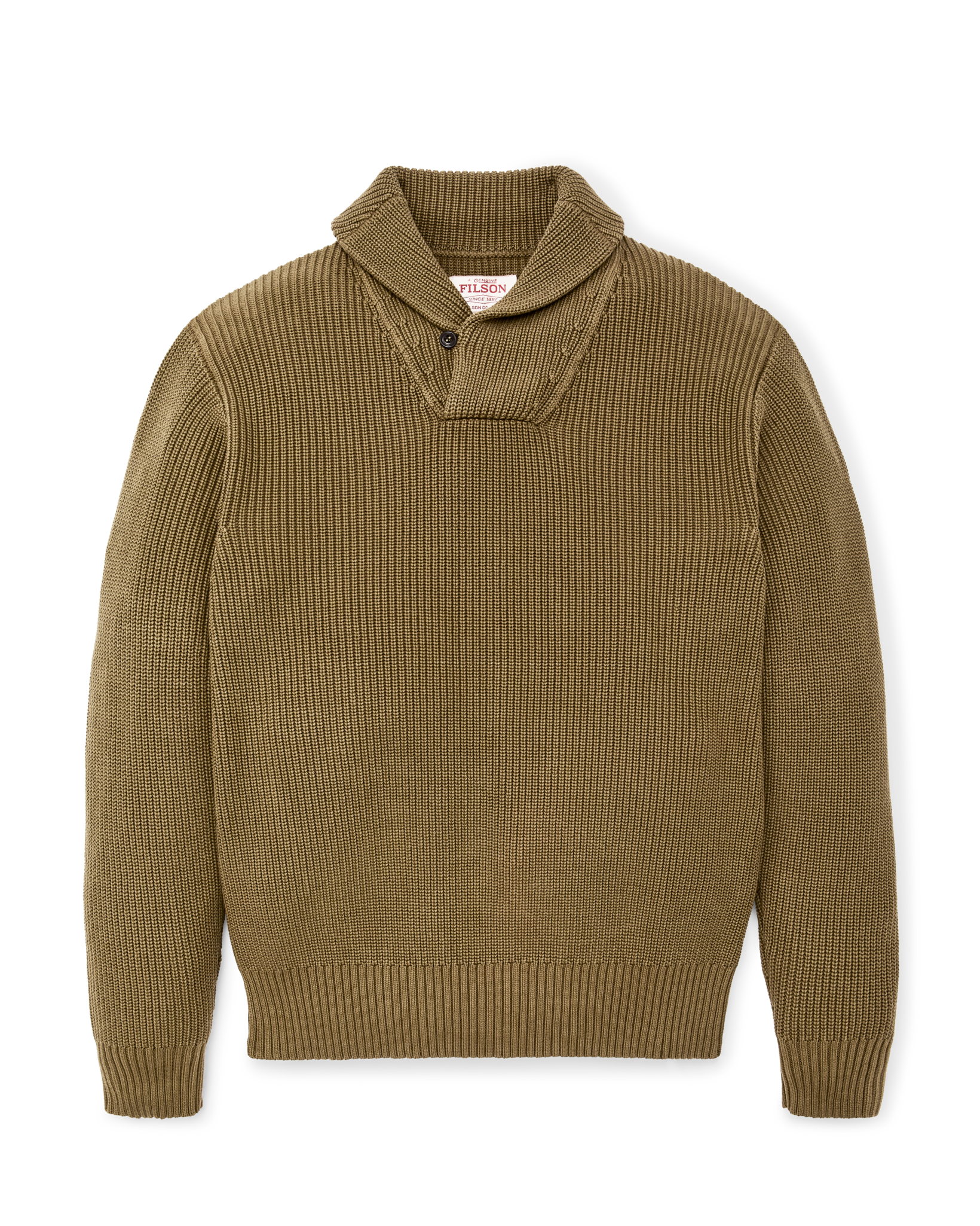 Vintage Cotton Shawl Neck Sweater - Cork - Image 5