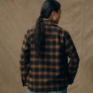 Alternative view of Women's Unconstructed Wool Blazer - Bronze Brown Plaid