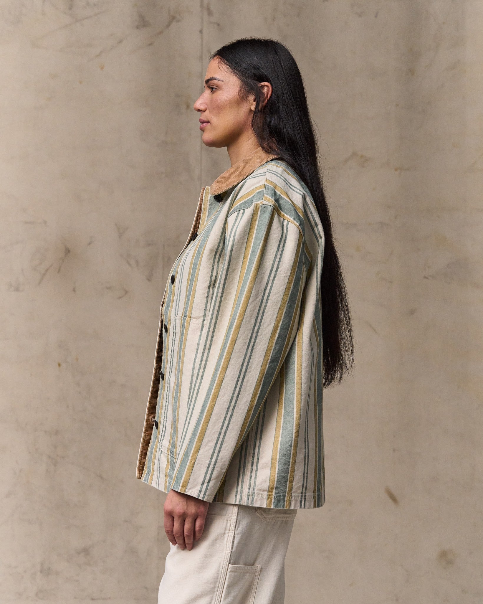 Women's Canvas Barn Coat - Natural / Yellow - Image 4