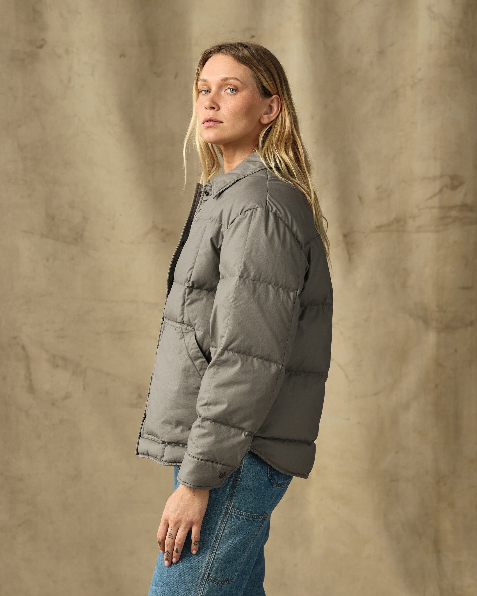 Women's Heritage Cotton Down Jacket - Smokey Olive - Image 3