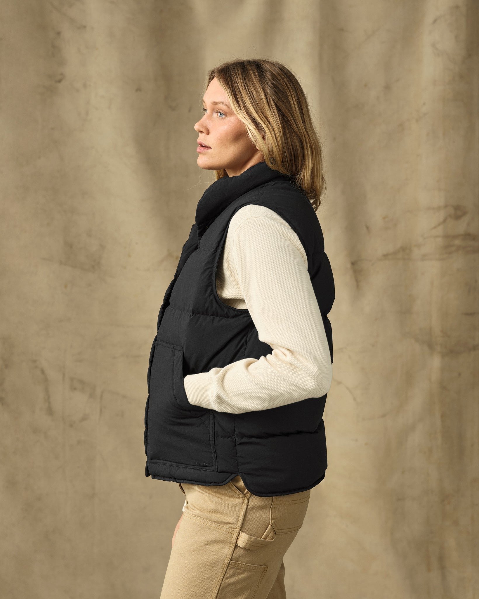 Women's Heritage Cotton Down Vest - Black - Image 3