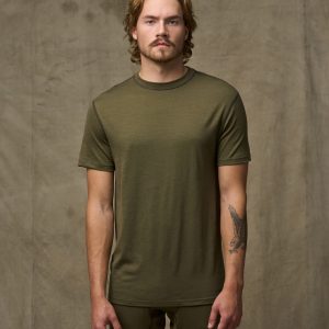 210g Merino Wool Short Sleeve Crewneck T-Shirt - Dark Olive