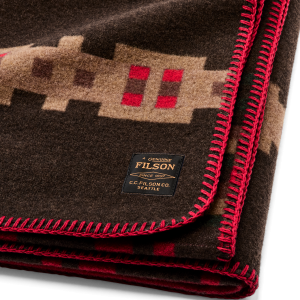 Alternative view of Wool-blend Blanket - Brown / Port Multi
