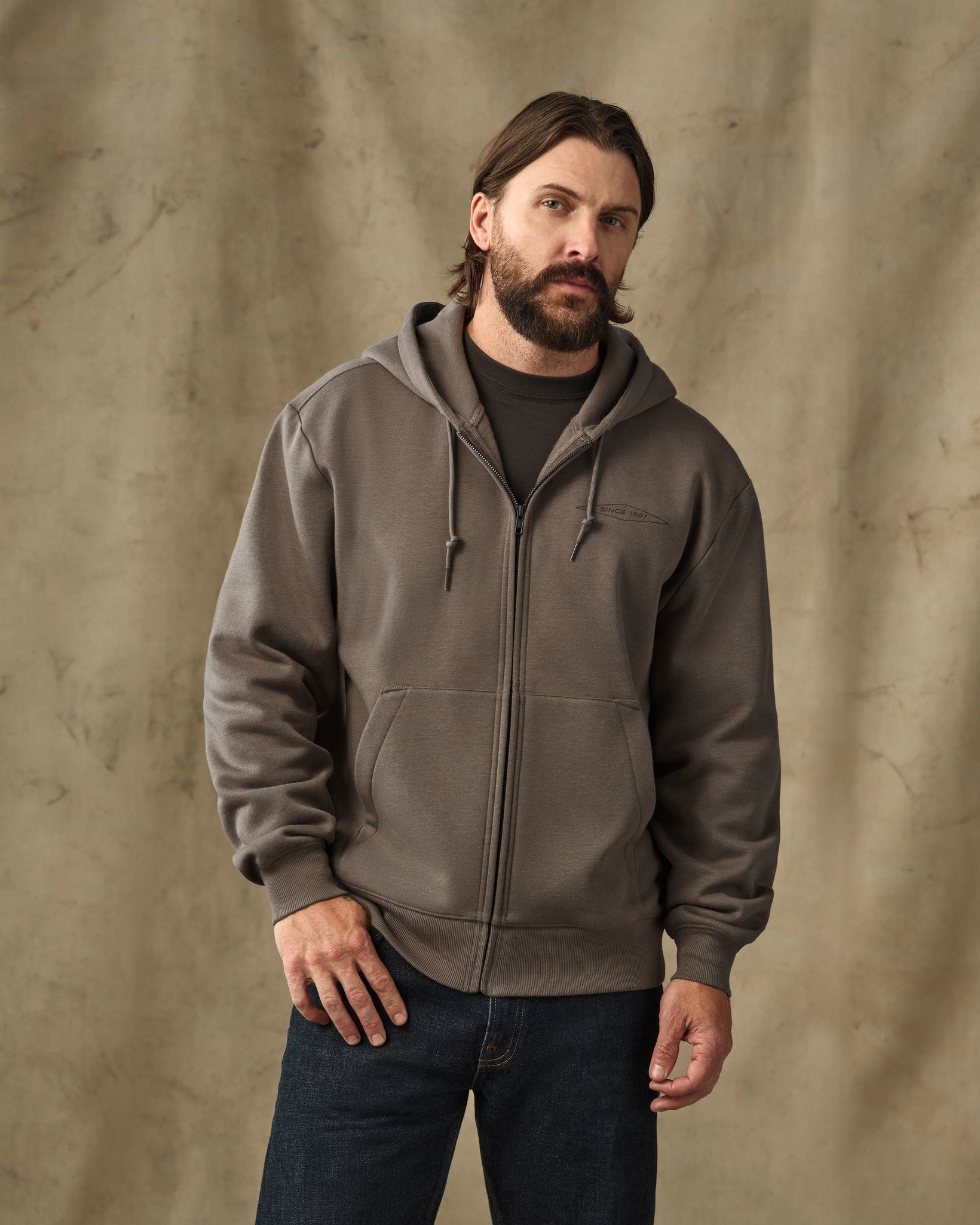 Diamond Graphic Full-Zip Hoodie - Hawk Brown