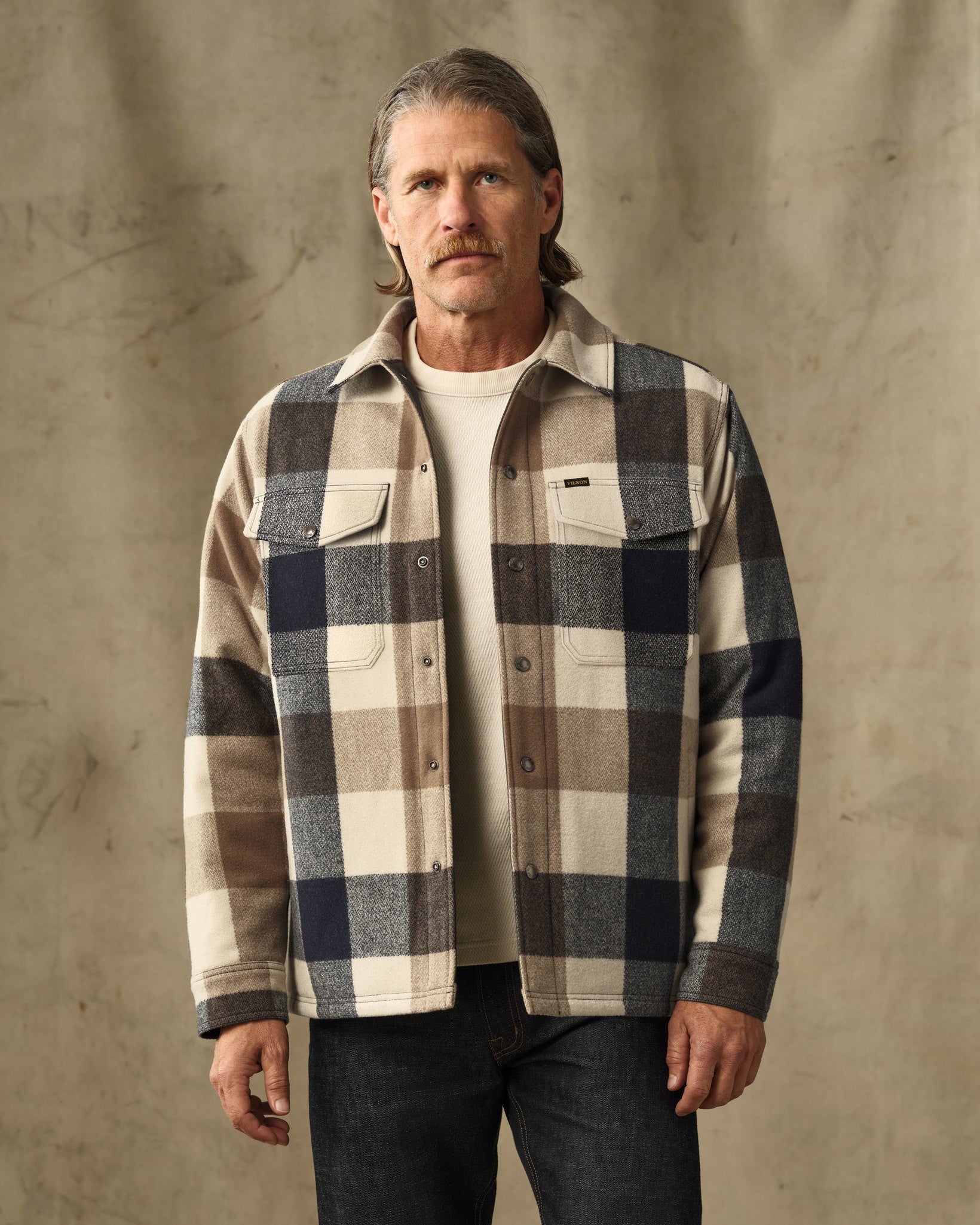 Spokane Insulated Jac-Shirt - Cream / Navy Plaid