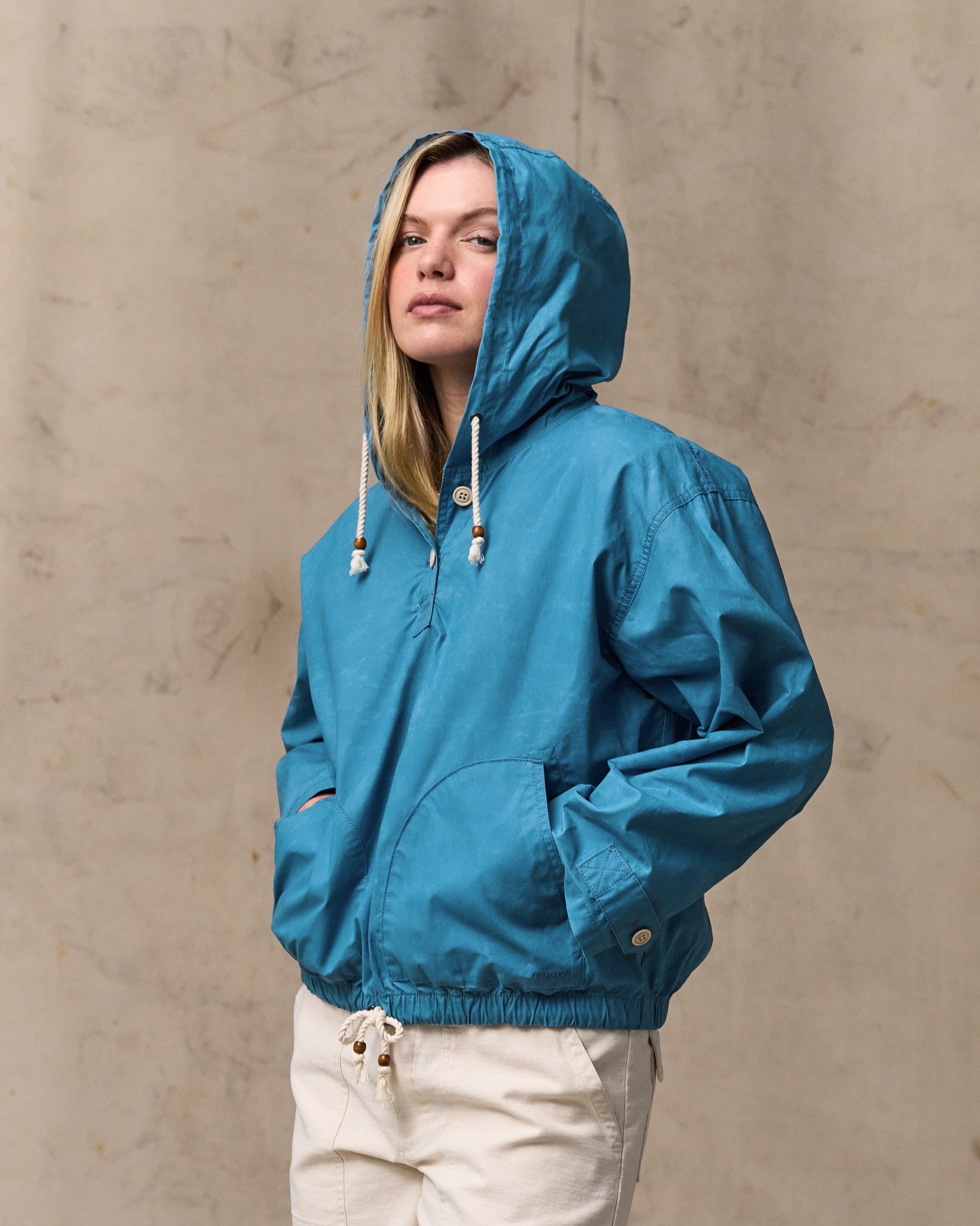 Women's Dry Wax Hooded Popover - Marine Blue - Image 2