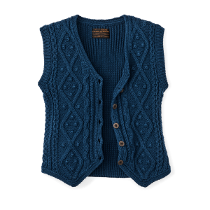 Alternative view of Women's Rustic Cable Knit Vest - Deep Blue