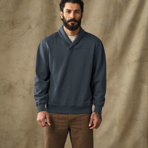 Field Knit Shawl-Neck Sweatshirt - Bluefin