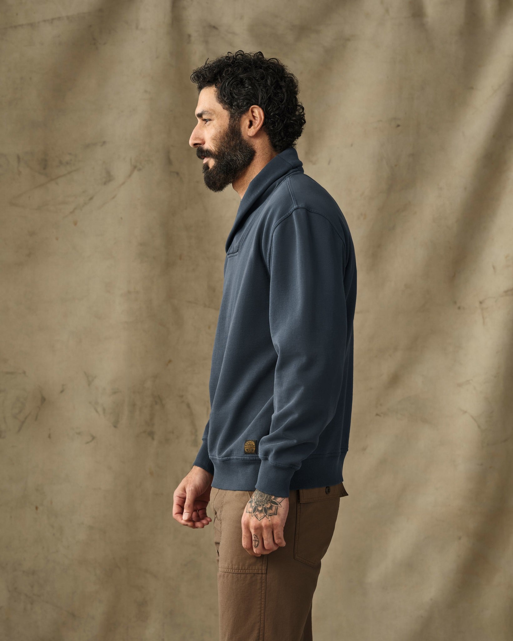 Field Knit Shawl-Neck Sweatshirt - Bluefin - Image 3
