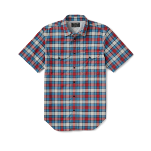 Twin Lakes Short Sleeve Sport Shirt - Blue Cream / Red Black