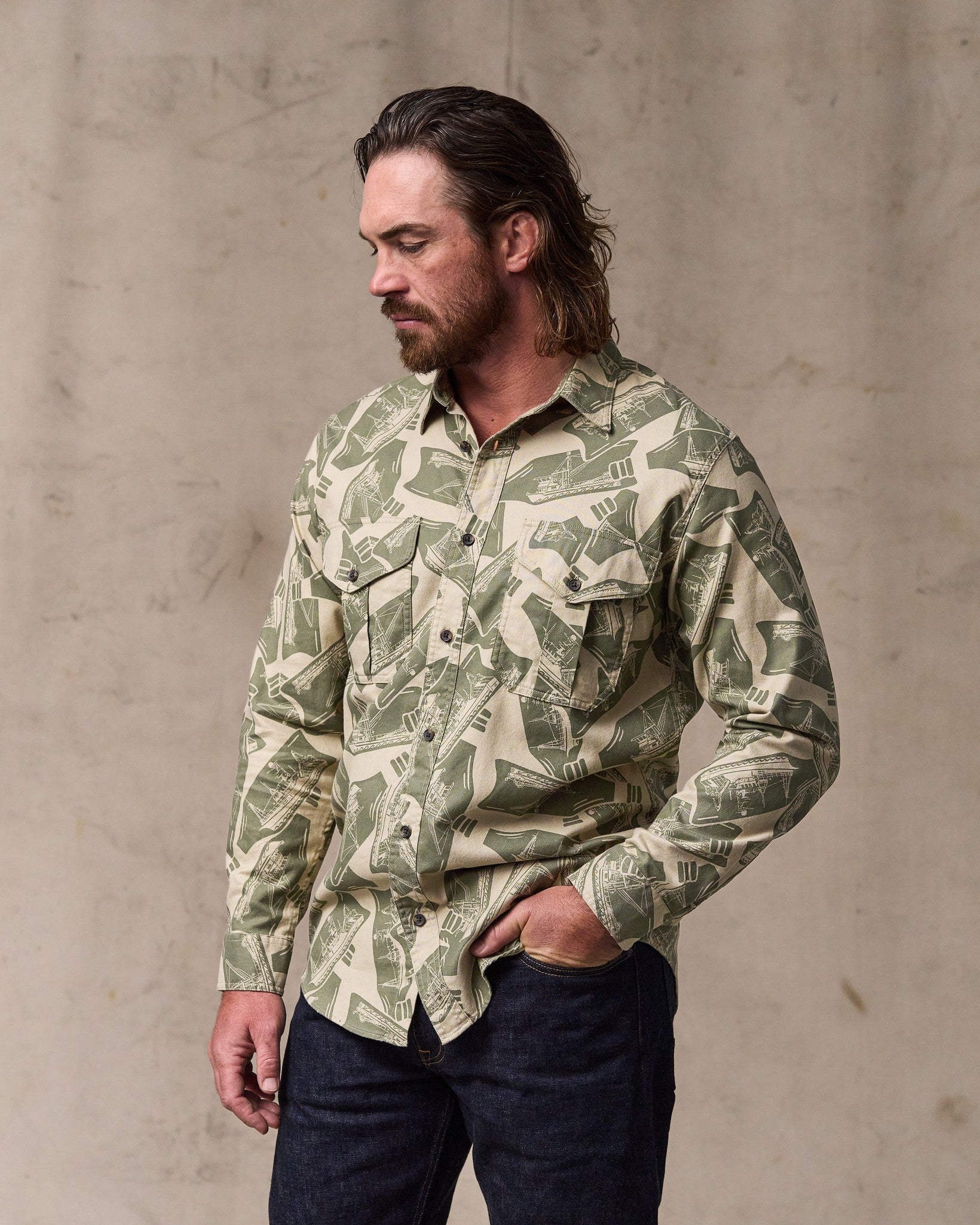 Lightweight Alaskan Guide Shirt - Khaki / Print - Image 2