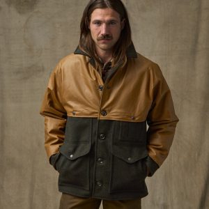 Alternative view of Mackinaw Wool Caped Cruiser Jacket - Peat Black / Dark Tan