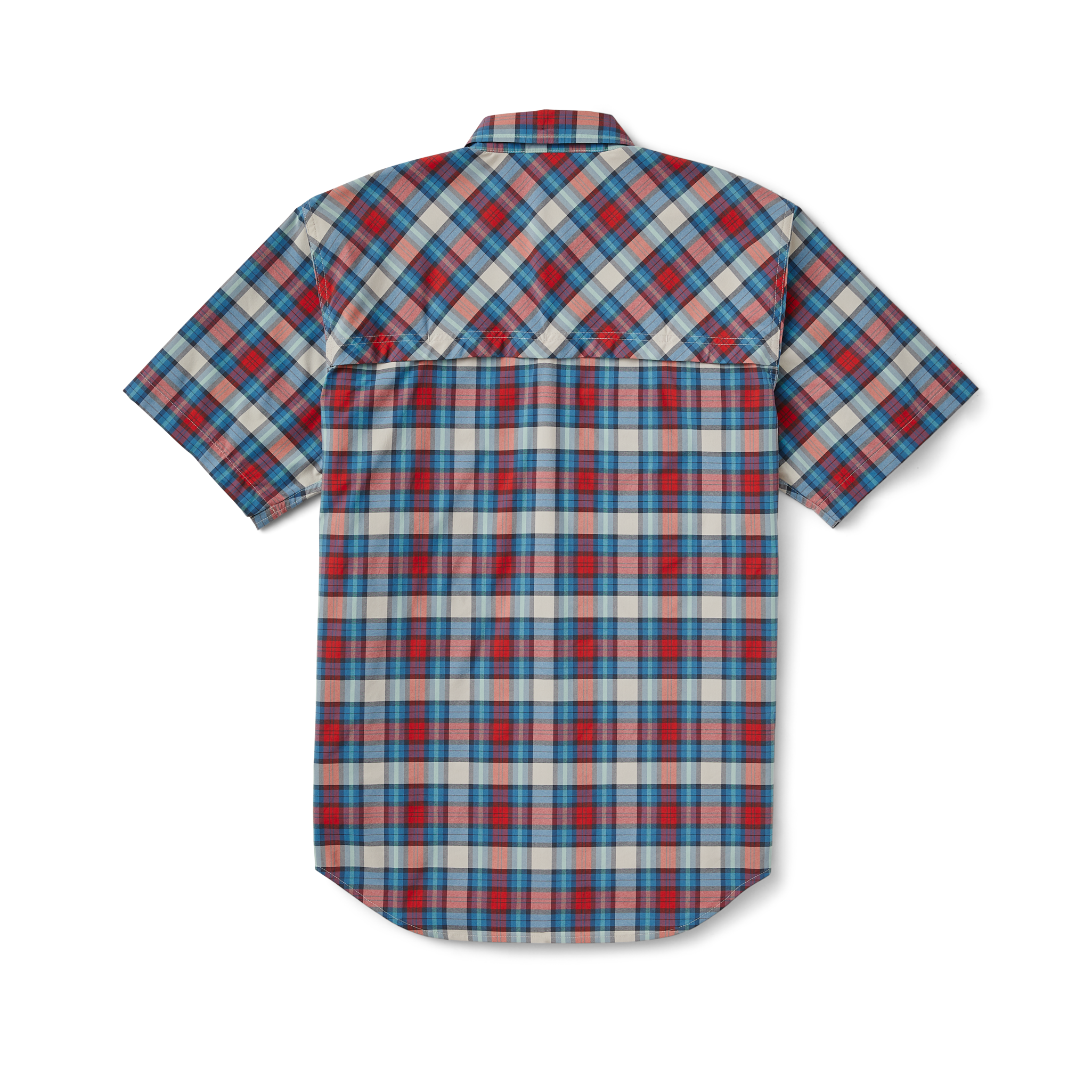 Twin Lakes Short Sleeve Sport Shirt - Blue Cream / Red Black - Image 2