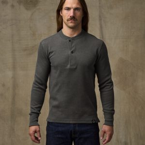 Waffle Knit Henley - Charcoal