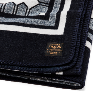 Alternative view of Wool-blend Blanket - Navy / Mountain Sea