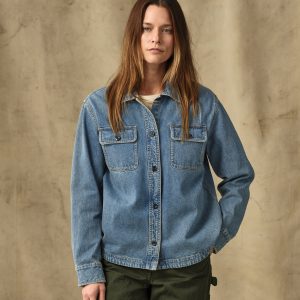 Women's Embroidered Denim Shirt - Vintage Indigo