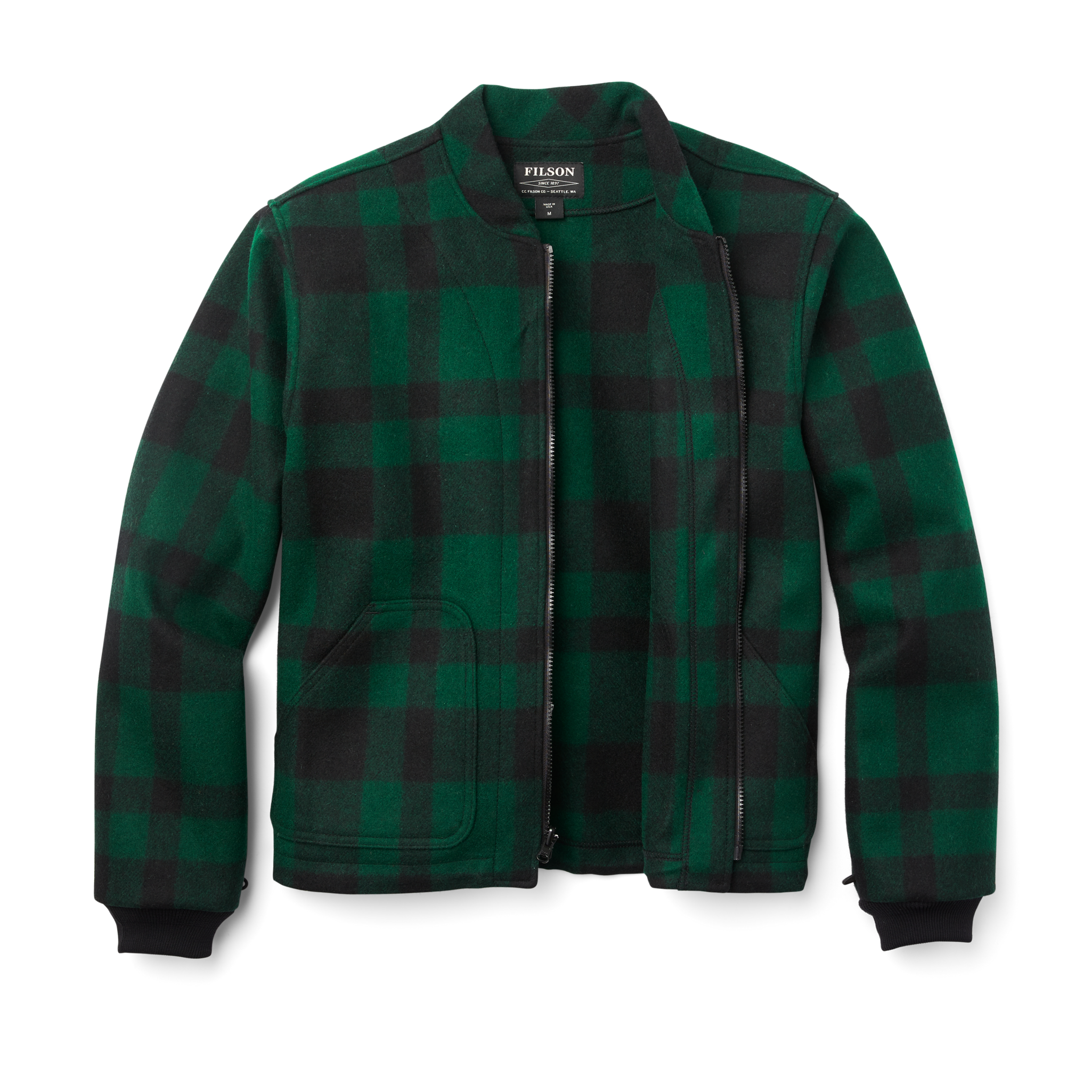 Mackinaw Wool Jacket Liner - Green / Black Plaid - Image 3