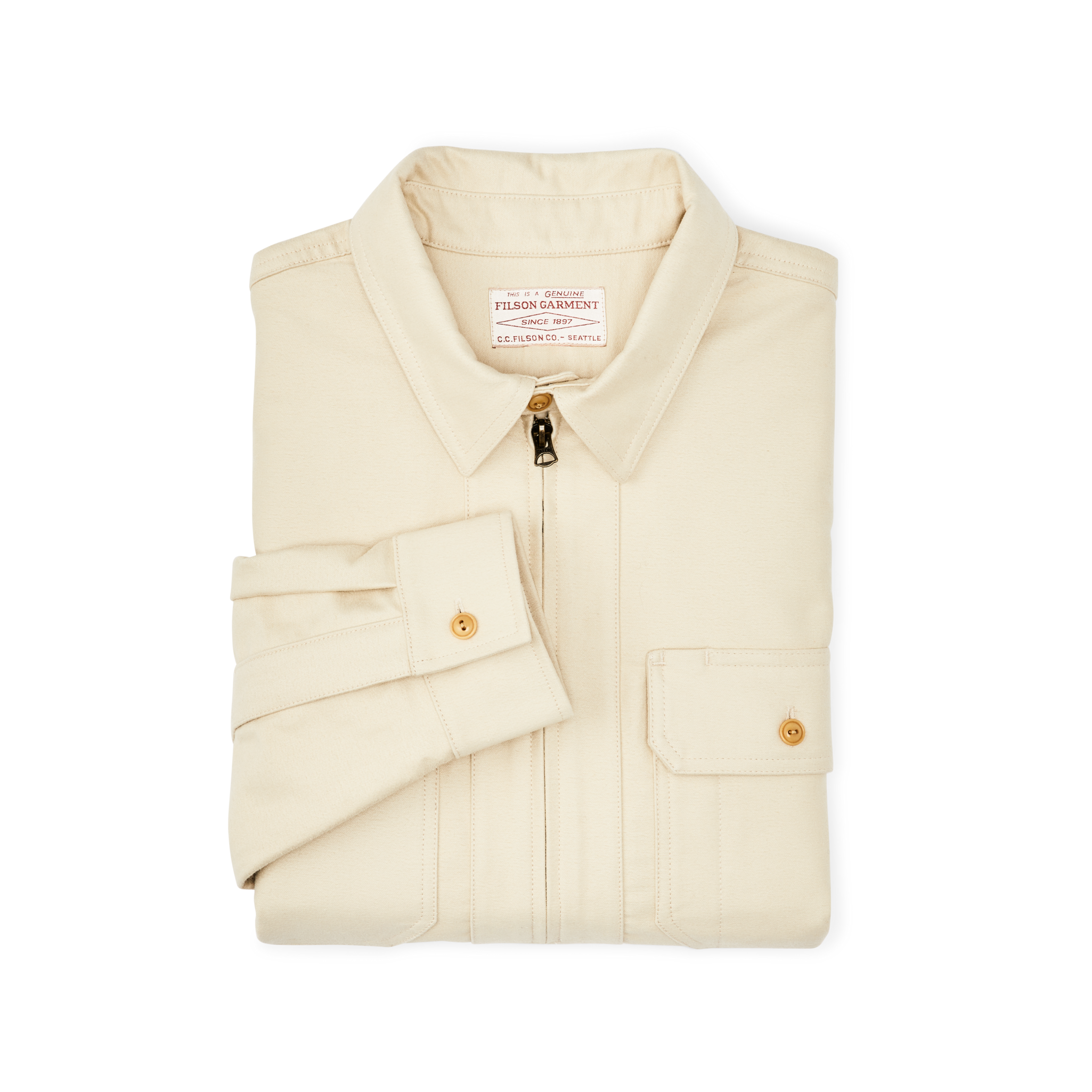 Moleskin Quarter Zip Shirt - Khaki - Image 3