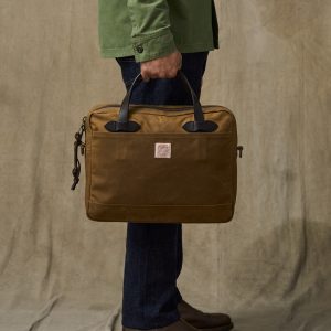 Tin Cloth Compact Briefcase - Dark Tan