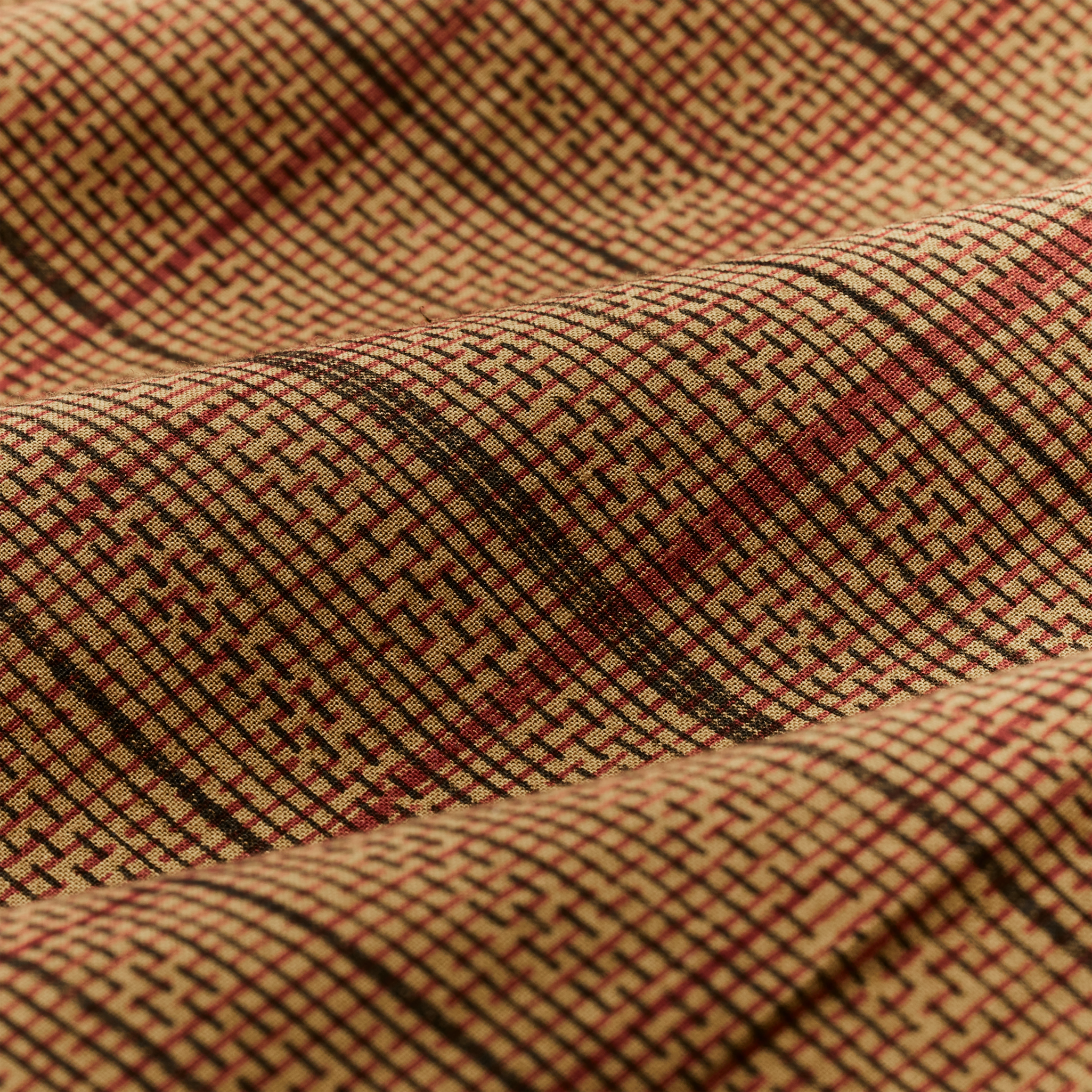 Handprinted Camp Shirt - Natural / Check Print - Image 4