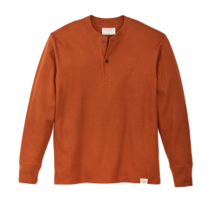 Waffle Knit Henley - Rust