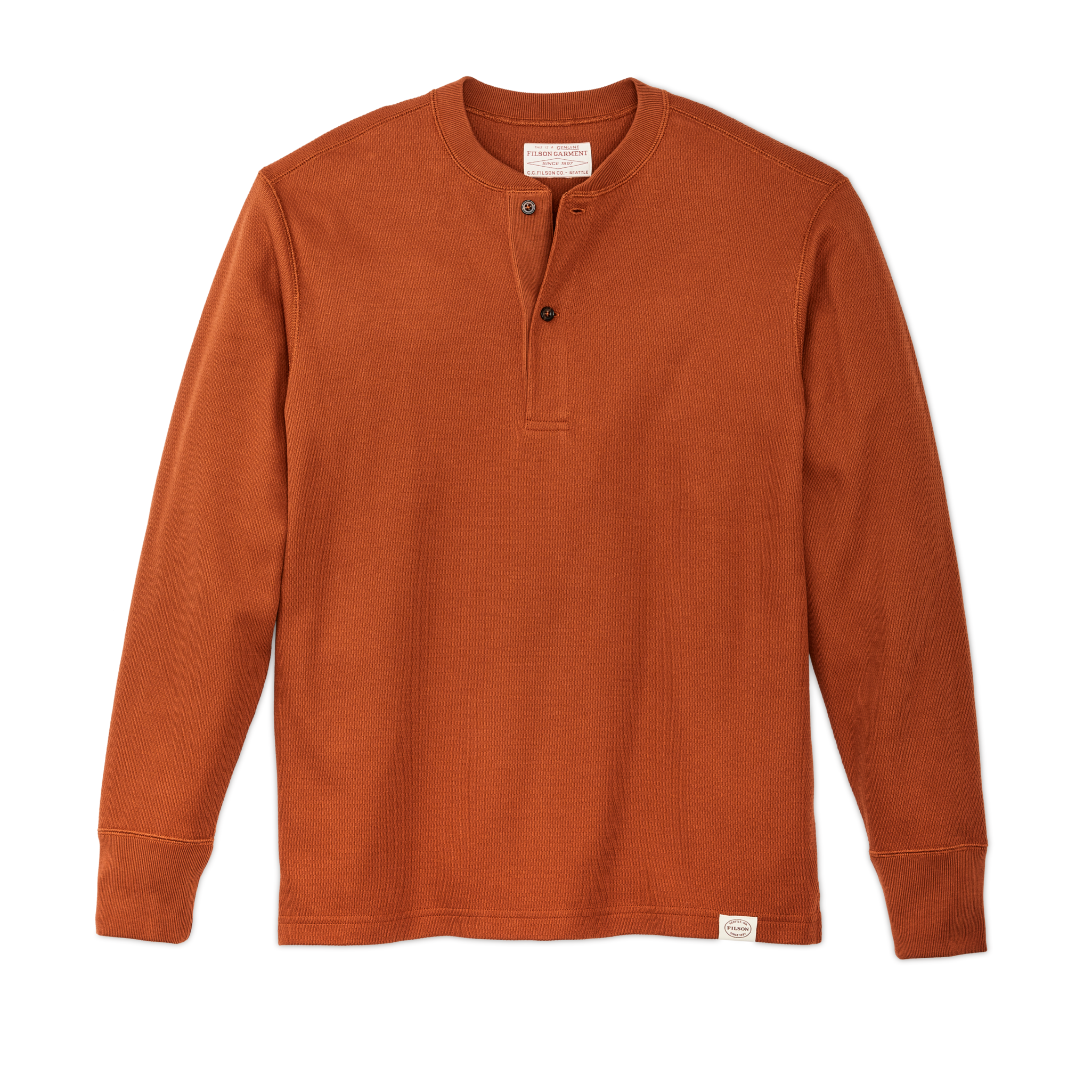 Waffle Knit Henley - Rust