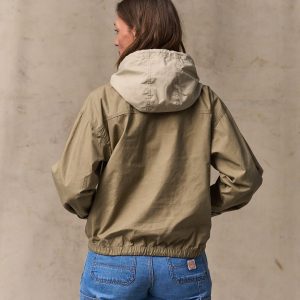 Alternative view of Women's Dry Wax Hooded Popover - Khaki / Quail Tan