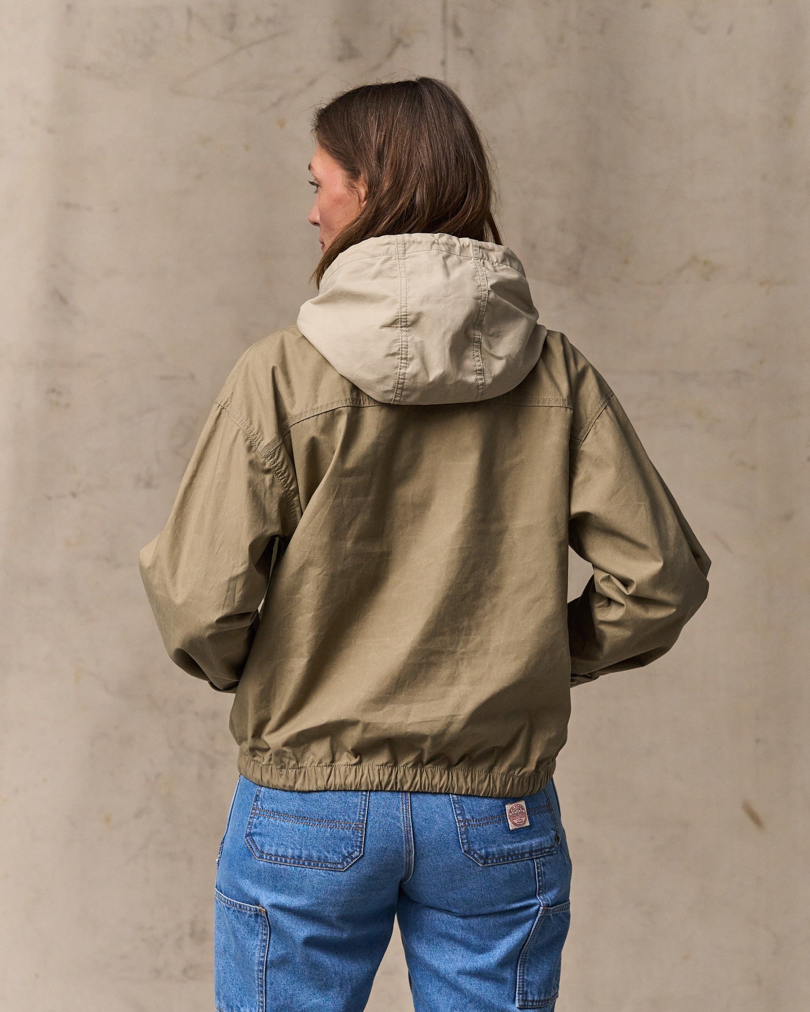 Women's Dry Wax Hooded Popover - Khaki / Quail Tan - Image 2